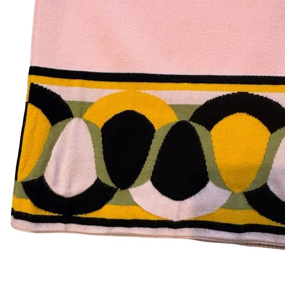 Emilio Pucci Knit Short Sleeve Mock Neck Dress with Geometric Border Trim, Sz XS - Picture 12 of 16